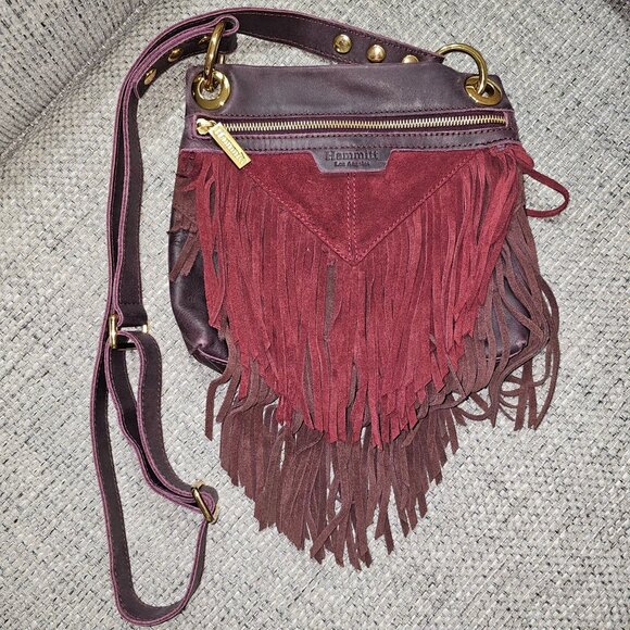 Hammitt Los Angeles Clark Fringe Bag Purple Plum Red Purse Crossbody **Damaged** - Picture 1 of 14